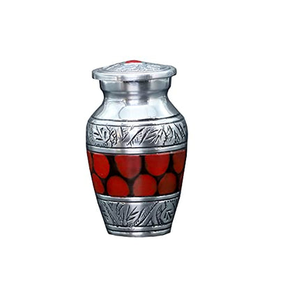 hlc Lovely Small Keepsake Urn Qnty 1 - Keepsake Urn for Human Ashes with 1 Velvet Box Bag-Mini Keepsake Urn -Red Brass Mini Memorial Affordable Keepsake Urn (3 cu.in)