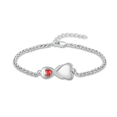 shajwo Cremation Jewelry Infinity Heart Urn Bracelet for Women | Human Ashes, Adjustable, Memorial Keepsake, Link Bracelet - color: Red