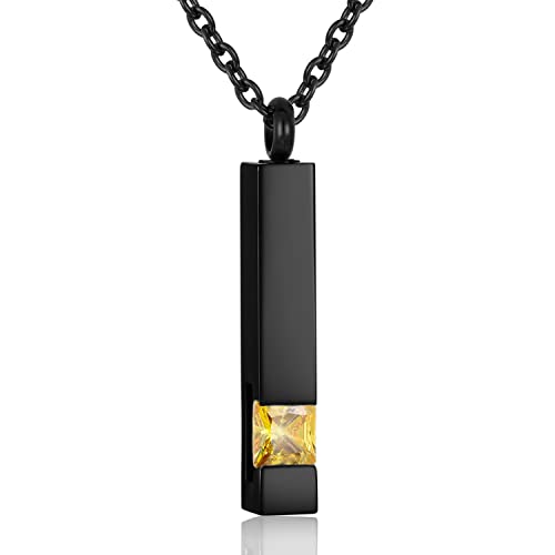 Square Crystal Bar Cremation Urn Necklace Holder for Ashes Stainless Steel Ashes Memorial Keepsake Cremation Jewelry Black Square Zircon Bar Memorial Pendant Necklace for Women Men - color: Champagne