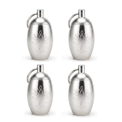 Mini Urn for Human Ashes Set of 4, Tree of Life Keepsake Urn for Ashes, Small Memorial Cremation Urn with Screw Lid and Key Ring for Loved One (Silver) - color: Silver Life Tree