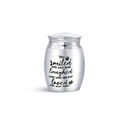Mini Cremation Urn for Ashes Dog Puppy Pets Memorial Smiled with Your Eyes Laughed Love with Your Tail Heart - size: You smiled with your eyes…