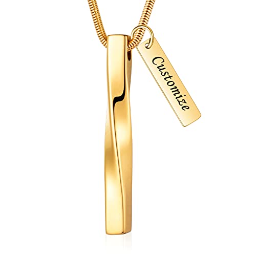abooxiu Cremation Jewelry for Ashes Twist Ashes Necklace Urn Necklace for Ashes Cremation Necklace Stainless Steel Urn Pendant Memorial Keepsake for Women Men - color: Gold, style: Engraving