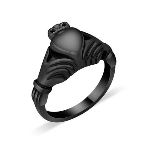 Heart Urn Rings for Ashes for Women Crown Promise Cremation Ring Hold Loved Ones Ashes Keepsake Memorial Jewelry Cremation Jewelry Ashes Locket Holding Love in Hand - color: Black, size: 6#