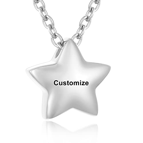 Little Star Cremation Urn Neckalce Small Charm Keepsake Ashes Holder Memorial Jewelry Urn Necklace for Ashes Cremation Jewelry - color: Customize
