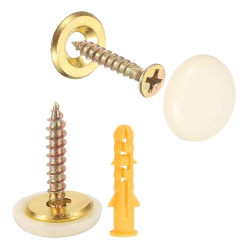 uxcell 12 Pcs 16.8 mm Decorative Caps Cover Nails, Zinc Alloy Screw Covers Caps Mirror Fixing Screws for Mirrors, Coffee Tables, Wooden or Glass Furniture, Beige - color: Beige