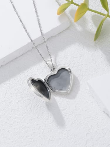 Midari Personalized Heart Locket Necklace That Hold 2 Pictures 925 Sterling Silver Oxidized Photo Necklace Memory Custom Photo Lockets Necklaces Jewelry Gifts for Family Women Lover Mom Dad - color: MOM, style: Locket+Photo+Text