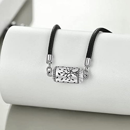 Sterling Silver Tree of Life Urn Necklace for Ashes Owl Necklace Pendant Charm for Women Memorial Gifts Keepsake Always in My Heart Memory Necklace Jewelry - style: 3D Bar Family Tree Pendant