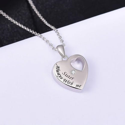BEILIN 925 Sterling Silver Urn Necklace for Ashes for Women Keepsake Memorial Heart Cremation Jewelry for Ashes - style: Sister