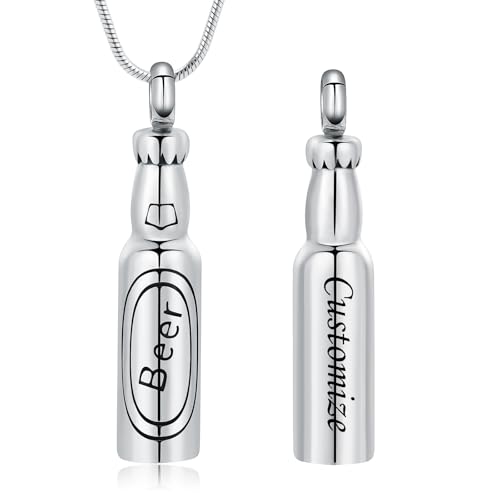 Beer Bottle Cremation Jewelry Urn Necklace for Ashes for Men Women Memorial Pendant Keepsake Gift for Ash Holder - color: Customize