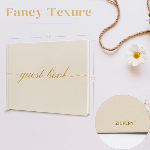 Elegant Wedding Guest Book - Perfect for Wedding Receptions, Baby Showers, Birthdays and Special Events - Polaroid Guest Book with 110 Lined Pages for Sign-in and Photos -Hardcover (Beige) - color: Beige