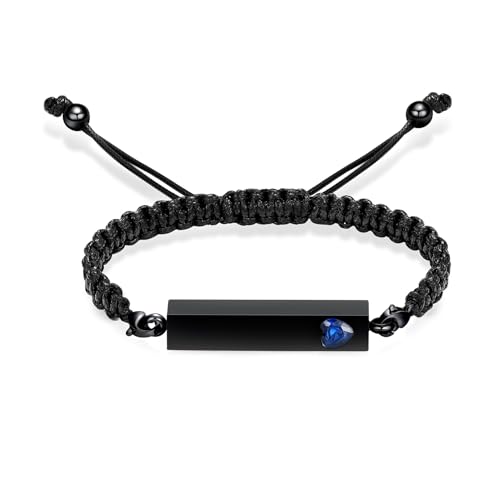 Hearbeingt Crystal Heart Cremation Jewelry Bar Urn Bracelet for Ashes - color: Black-Blue stone