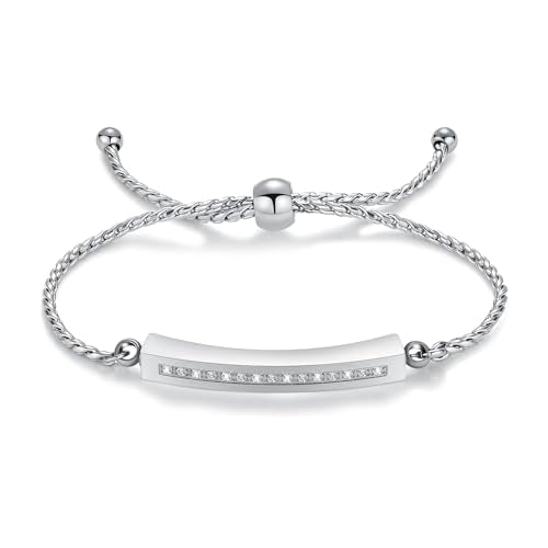Minicremation Shiny Crystal Cremation Bracelet for Ashes for Women Cube Urn Bangle Locket Ash Holder Memorial Jewelry Bracelet Keepsake Gift - color: Silver