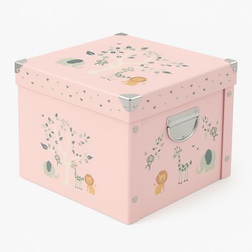 GroWings Baby Keepsake Box - Large Memory Storage for Newborns, Suitable for Boys and Girls, Strong, Durable, and Collapsible Gifts - color: Pink