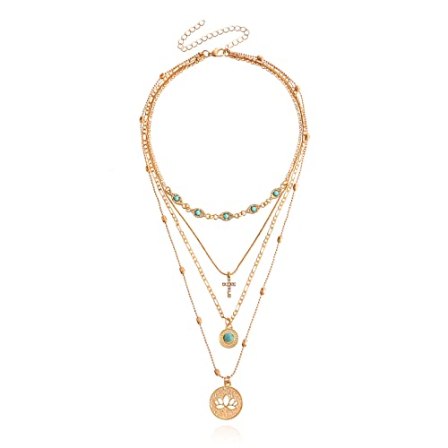 Silver/Gold Plated Angel Wing Pendant Necklace for Women Men | 18K Gold Guardian Angel Wings Feather Necklace Stainless Steel Simple Minimalist Necklaces Birthday Christmas Jewelry Gifts - color: Gold Lotus