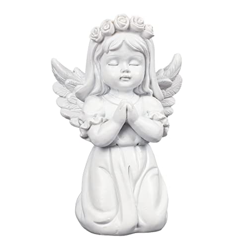 Praying Angel Statue 4.7 Inch Resin Crafts Figurine Home Shelf Decor | Praying angel resin figurine, 4.7 inches tall. White finish,clear wing details.For shelf, desk,wedding,or memorial display