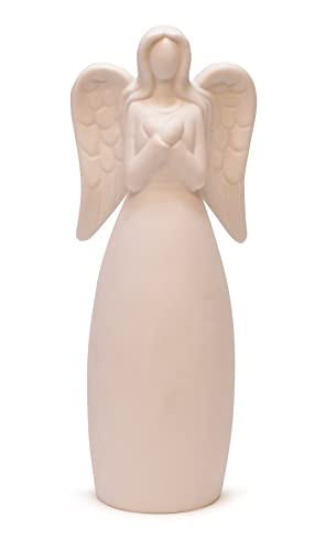 Mark Feldstein & Associates Pre-Lit LED Unglazed Porcelain Guardian Angel Tabletop Figurine, 8 Inch