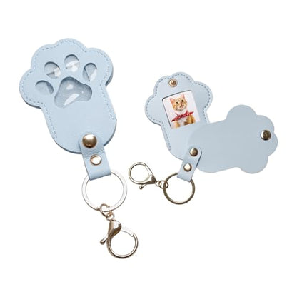 Pet Memorial Keychain Dog Paw Keepsake Photo Holder - color: Blue