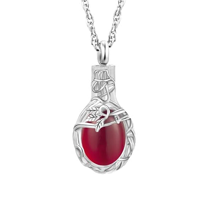 Gredstar Tree of Life Urn Necklace for Ashes, Birthstone Memorial Pendant | Teardrop Design, Love Symbol Detail, 12 Birthstone Colors, Stainless Steel, Ashes Holder, Funnel Kit Included - color: January