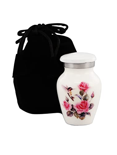 Pink Rose Humming Bird Adult Cremation Urns for Human Ashes - Decorative Urn, Ashes Urn & Male,Urns for Ashes Men & Women,Funeral Urn (Pink Rose, KS1) - color: Pink Rose, size: KS1