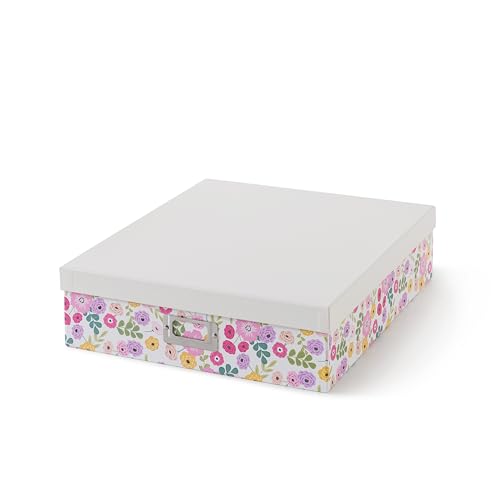 Soul & Lane - Floral Memory Storage Box, 14.8x13x3.7 In, Morning Garden | Keepsake Scrapbook Organizer with Lid for Photos, Letters and Memorabilia, Decorative Floral Storage for School Memories - color: Morning Garden