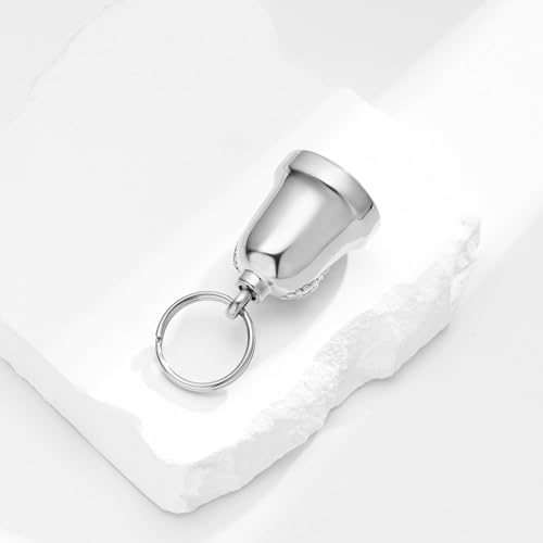 Eagle Love Cremation Keychain Bell Urn Necklaces for Ashes Keepsake Ash Pendant Memorial Urn Keychain Jewelry - color: B-silver