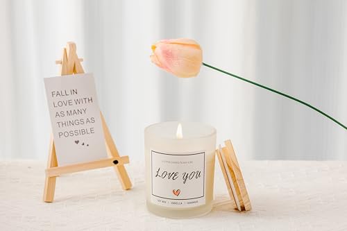 I Love You Gifts for Her, Romantic Gifts for Anniversary Wedding, Showing Your Love and Appreciation for Friend Wife Husband Women Men Mom BFF, Vanilla Scented Candle - color: Love You