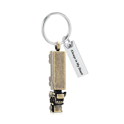 Imrsanl 18 Wheeler Semi Truck Urn Keychain for Ashes for Men Women Memorial Pendant Key Ring Cremation Jewelry Keepsake - color: Vintage 2
