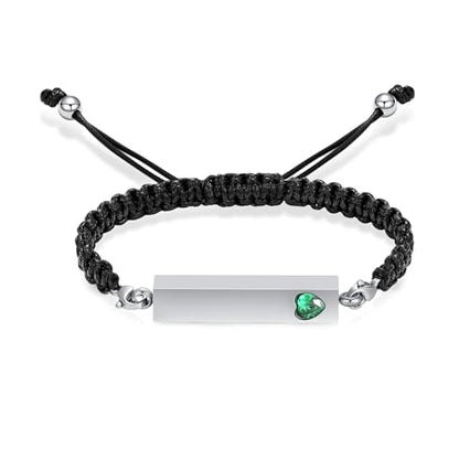 Hearbeingt Crystal Heart Cremation Jewelry Bar Urn Bracelet for Ashes - color: Silver-Green stone