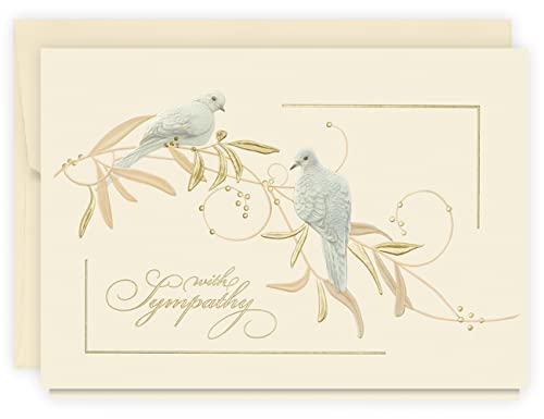 The Gallery Collection, 5 Count Card Pack, Sympathy Cards with Pearl Lined Envelopes (Sympathy Doves) - size: 5.5" x 7.9"