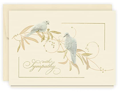 The Gallery Collection, 5 Count Card Pack, Sympathy Cards with Pearl Lined Envelopes (Sympathy Doves) - size: 5.5" x 7.9"