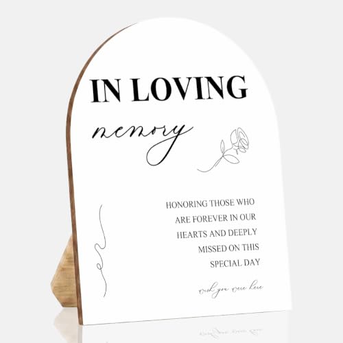 In Loving Memory Wedding Sign, White Arch Wooden Stand Sign 8x10 Inch - color: Memory