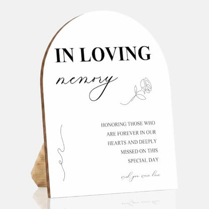 In Loving Memory Wedding Sign, White Arch Wooden Stand Sign 8x10 Inch - color: Memory