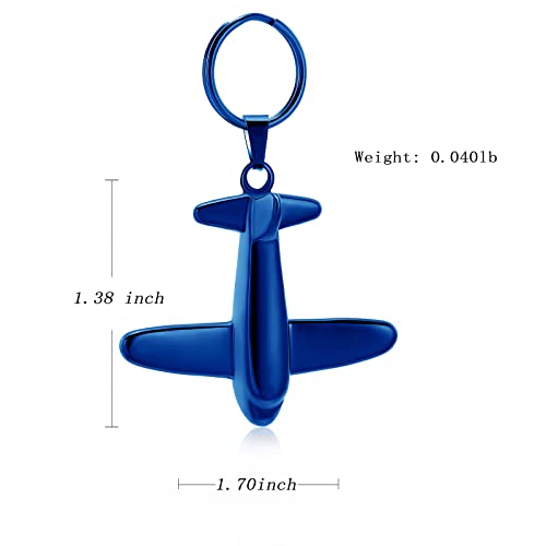 Minicremation Cremation Jewelry Urn Keychain for Ashes Airplane Memorial Urn Pendant for Human Pet's Keepsake Key Chain - color: Blue