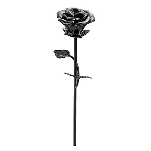 Stainless Steel Decorative Rose Flower Cremation Urns for Ashes-Human Pet Dog Cat Memorial Keepsake -Funeral Ash Container 1PC 9.5 Inches - color: Black Color-1