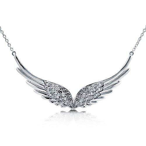 BERRICLE Sterling Silver CZ Angel Wings Pendant Necklace for Women, Cubic Zirconia - style: Grandeur Wings