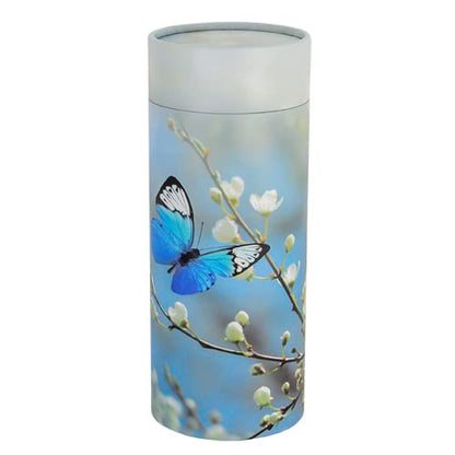 Butterfly Blossom Scattering Tube, Biodegradable Cremation Urn for Ashes, Adult Sized Cremation Urn, 12.5 Inches High