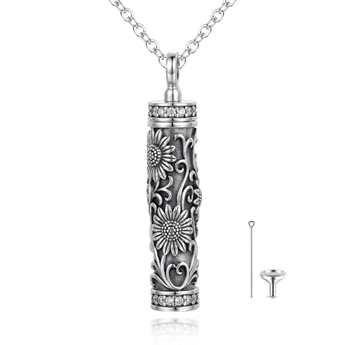 Flower Cute Animal Sterling Silver Pendant Urn Ashes Necklace for Women BF0709 - color: C *Sunflower 1