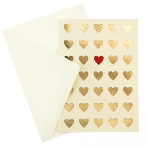 Graphique Lots of Love La Petite Presse Boxed Notecards - 10 Embossed and Embellished Gold Foil Heart Blank Cards with Matching Envelopes, 3.25 x 4.75" (L1315CB) - color: Lots of Love