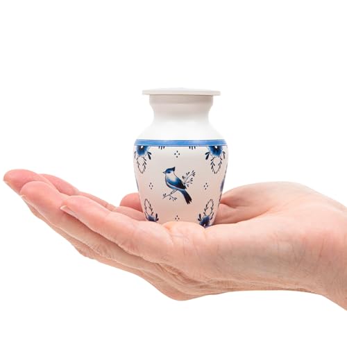 Cremation Urns for Human Ashes Adult Female, Male | Funeral Urn for Ashes for Women, Men | Decorative for Burial, Memorial, Home | Handcrafted Keepsake | Delft Style Blue & White - size: Small