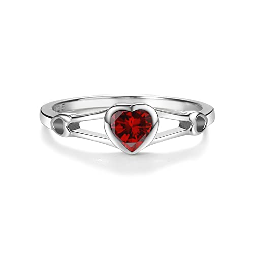 Precious Pieces Heart Birthstone Ring, 925 Sterling Silver | Available in all 12 simulated birthstones for babies, little girls & pinky rings. A meaningful birthday keepsake. - color: 01-January Size 4