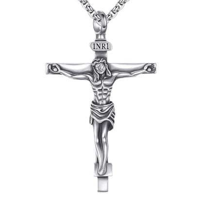 925 Sterling Silver Cross Necklace for Men & Women Crucifix Jesus/Cross Pendant with 22"+2" Stainless Steel Chain Jewelry Gift for Christmas, Father's Day, Mother's Day, Birthday-Gift Box Included - style: C01 Crucifix Urn
