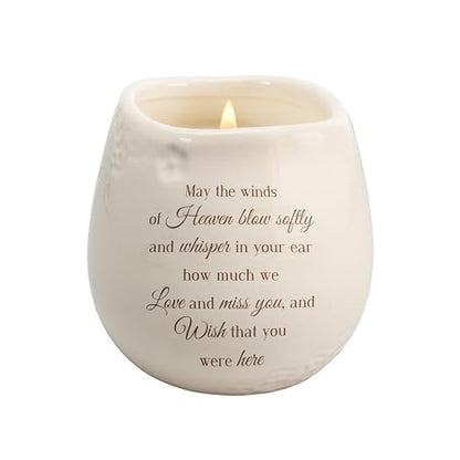 Pavilion Gift Company - Winds of Heaven 8 oz Bereavement Candle, Memorial Gifts for Loss of Mother Father Friend Loved One, Remembrance, Condolences, Sympathy, 1 Count, Cream - style: In Memory, Winds Whisper