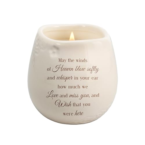 Pavilion Gift Company - Winds of Heaven 8 oz Bereavement Candle, Memorial Gifts for Loss of Mother Father Friend Loved One, Remembrance, Condolences, Sympathy, 1 Count, Cream - style: In Memory, Winds Whisper