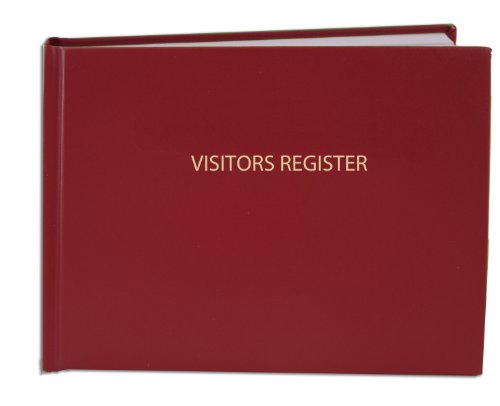 BookFactory Visitor Sign-in Log Book, Red Hardbound, 120 Pages | Visitors Register, Section Sewn Hard Cover, 8 7/8'' x 7'' - Made in USA - color: Red