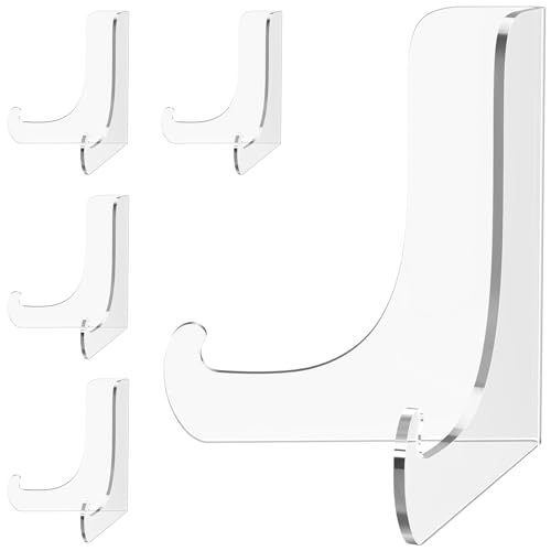5 Pack Acrylic Display Stand, Plate Stand for Display, Easel Stand | Clear Display Holder for Card, Frame, Picture, Magazine, Book, CD, Phone (Small/ 3 Inch)