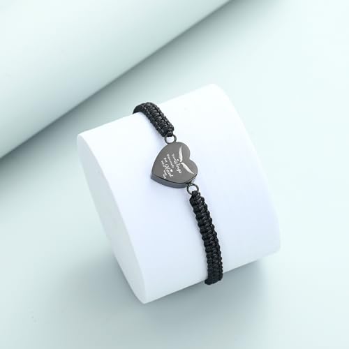 Imrsanl Heart Cremation Bracelet for Ashes Memorial Urn Jewelry - color: Rope-Black