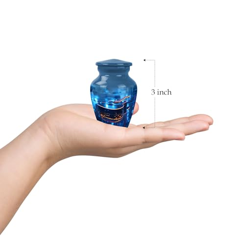 Vibrant Guitar Urn for Human Ashes - color: Blue Guitar, size: 3 Inch - Pack of 1