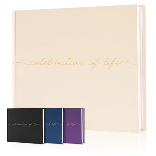 Funeral Guest Book for Celebration of Life, in Loving Memory Sign in Book - color: Beige
