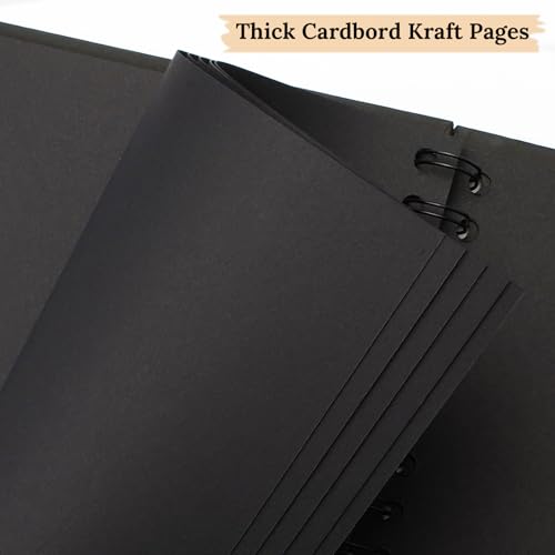 Scrapbook Photo Album 7"x7" 20 Sheets 40 Pages Hardcover Kraft Paper Khaki - color: Black, size: 7"x7" 20 Sheets
