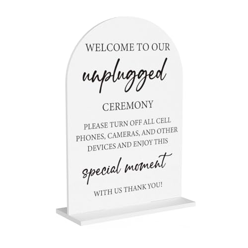 Unplugged Ceremony Sign for Wedding Engagement Bridal Shower Baby Shower Ceremony Reception Event Party Acrylic Decor 5"x7" - color: Unplugged